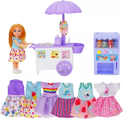 Albrost Chelsea Doll Ice Cream Cart Vending Machine Playset 6-inch Doll Clothes • $9.26