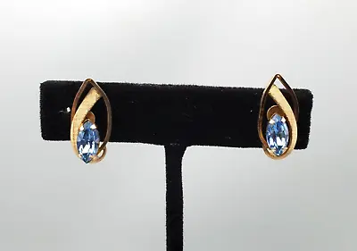 Vintage Van Dell Earrings 1/20 12K GF Blue Stone Screw Back Jewelry Gold Tone • $15