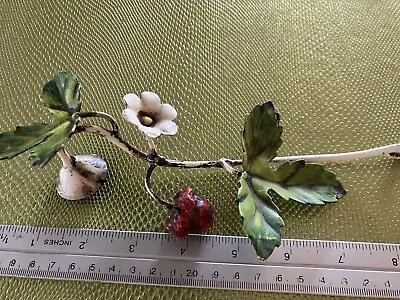 Vintage Italian Toleware Candle Snuffer With Strawberry & Flower & Leaves • $24