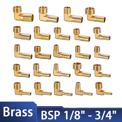 £2.15 • Buy Brass Pipe Fitting Male Elbow X Barb Hose Tail Connector Fuel Water Gas Tubing