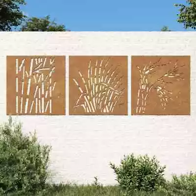 Wall Art 3 Pcs Patio Metal Wall Decoration Corten Steel Grass Design VidaXL Vida • $74.99