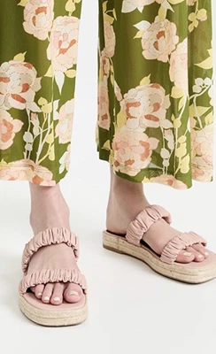 $85 • Buy STAUD Maya Espadrille Rouched Sandals Size 39 Blush Leather  GANNI RACHEL COMEY
