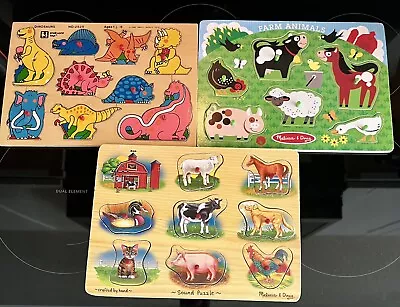 Lot Of 3 Melissa & Doug And Small World Toys Puzzles 1985. Great Condition. • $9.99