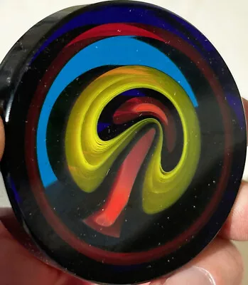 Vistosi Italian Mid-Century Modern Murano Multicolor Wafer Paperweight • $185