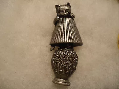 $1.50 • Buy AJC Vtg Nos Pewter Funny Cat On Lamp Pin