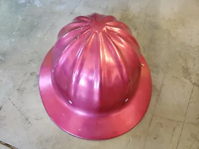 $59.99 • Buy Vintage SUPERLITE~Red Magenta Fibre Metal Aluminum Full Brim Hard Hat Helmet