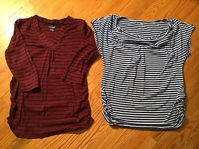 Maternity Lot Of 2 XL Tops Motherhood Maternity And Two Hearts Maternity Striped • $17.99