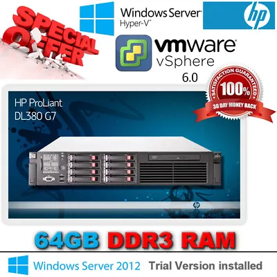 HP ProLiant DL380 G7 2x X5675 3.06GHz 12-CORE 192GB DDR3 P410i/512mb 2x460W PSUs • $173.60