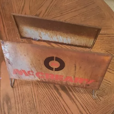 McCreary Tire Stand Rare Sign Vintage Metal Garage Shop Gas Oil Man Cave Rusty • $89