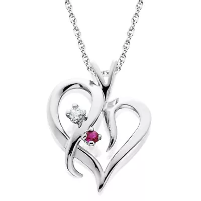 0.25Ct Round Lab-Created Pink Diamond Heart Pendant In 14k White Gold (No Chain) • $199.99