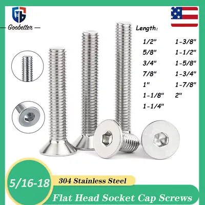 5/16-18 Flat Head Socket Cap Screws Stainless Steel Countersunk Allen Hex Bolts • $9.15