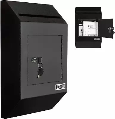 Durabox Heavy Duty Wall Mount Locking Deposit Drop Box Safe W300 (Black) For Rec • $96.37