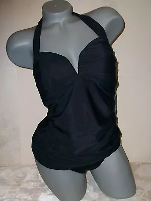  Victoria Secret 8 Black V Front Tankini Scoop MagicSuit Swimsuit  • $69.99