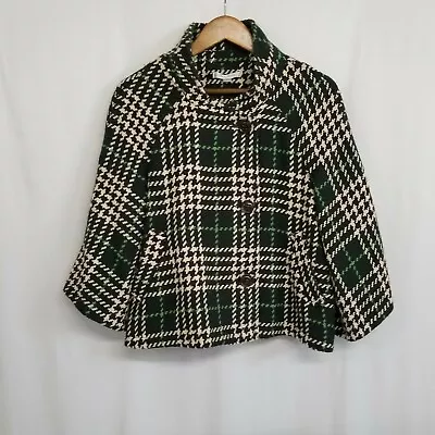 Erin London Green Plaid Tweed 3/4 Sleeve Jacket  • $35