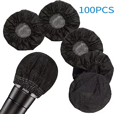 Disposable Sanitary Microphone Cover Karaoke Black  Mic Non-woven 50/100/200Pcs • $17.99