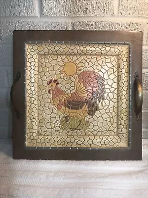 Rooster Mosaic Look 14 X 14 Tray With Metal Handles (#50) • $11