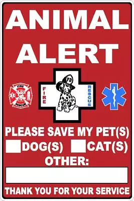 Emergency Alert Save My Pets Door Sticker Decal Fire Warning Safety Dog Cat • $6.25