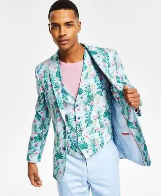 BAR III Men's Slim-Fit Floral-Print Suit Jacket 44R Blue Sport Coat • $16.17