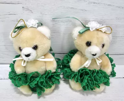 Mini Jointed Teddy Bear Lot Handmade Lace Skirt Green Earrings Ornament 5  Hang • $12.99