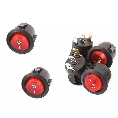 5pcs Red Light 3 Pin ON-OFF SPST Round Boat Rocker Switch 6A/250V 10A/125V AC  • $1.43