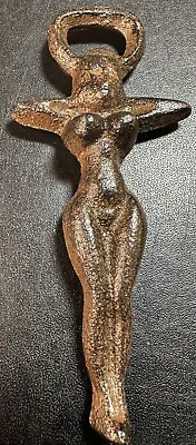 Vintage Cast Iron Nude Woman Bottle Opener Painted 6  Tall X 2 3/4  Wide • $24.99