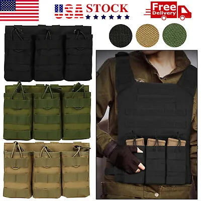 Tactical Molle Triple Magazine Pouch Nylon Open Top 5.56 .223 Rifle Mag Holder • $10.95