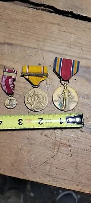 3 Vintage US WWII Victory American Defense & Miniature Good Conduct Medal Lot • $34.99