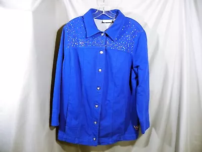 Dream Jeannes Quacker Factory Shirt L Jacket Top Rhinestone Button Long Sleeve T • $10.95