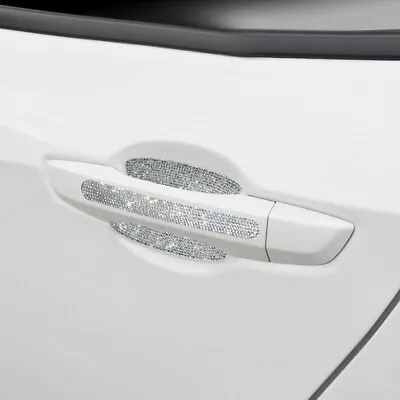 8Pc White Bling Diamond Car Door Handle Sticker Anti Scratch Decal Accessories • $11.21