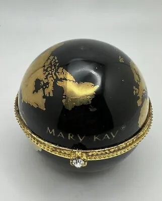 Mary Kay 50th Anniversary One Woman Can Black & Gold Globe Hinged Trinket Box • $19