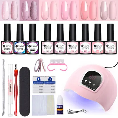 UR SUGAR Complete Nail Gel Polish 9PCS Kit 54W UV LED Lamp Dryer Base Top Coat • $24.39