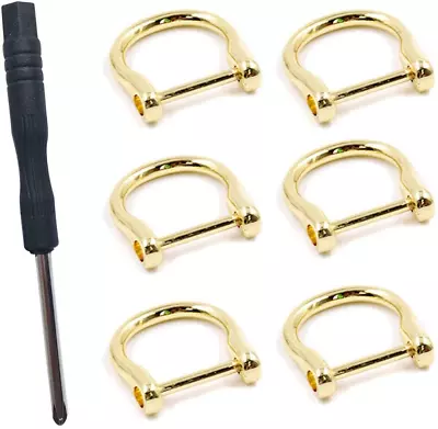 6 Pieces Metal D Ring Screw In Shackle Horseshoe Buckle U Shape D Ring Metal Hoo • $15.65