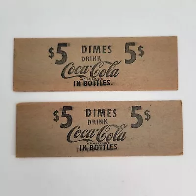 NOS Vintage Coca Cola In Bottles Coin Wrappers $5 Dimes Set Of 2 Unused • $13.50