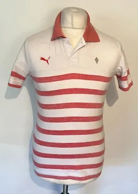 £17.99 • Buy Arsenal PUMA Men's Polo T Shirt White Striped Small Cotton Blend Slim