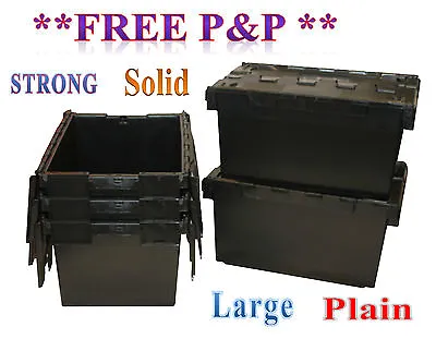 5 Black LARGE Nearly New Plastic Removal Storage Crate Box Container 80L • £89.50