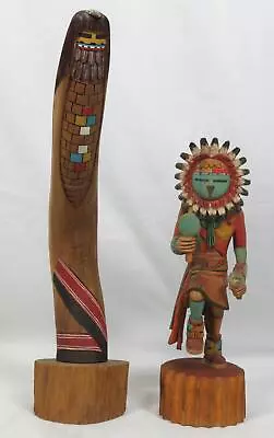 2 Hopi Kachina Dolls Tawa Sun Katsina Elgean JoshevamaCorn Maiden R Honyumptewa • $99.99