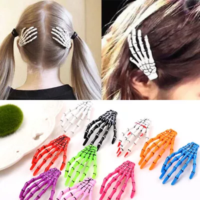 Skeleton Claw Hand Bone Hair Clip Pin Grip Slide Zombie Rockabilly Halloween 1PC • $0.73