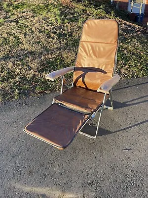 Vintage MCM Marga Italy Outdoor Camping Reclining Padded Patio Chair NOS • $83.96