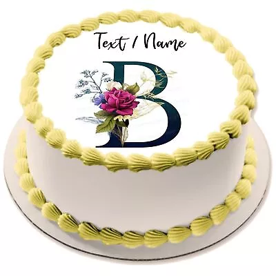 Letter Monogram B Cake Topper Party Decoration Personalized Name Edible Floral • $8.98