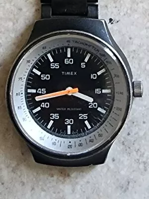 Vintage 70's Timex  Black Max Tachometer PVD Watch 26359-02478 Hand-wind/ Keeps  • $150