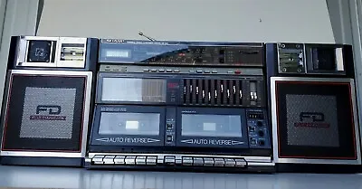 Vintage Sharp Boombox WF-940 Twin Cassette Radio & 10 Band Spectrum Analyzer • $1750