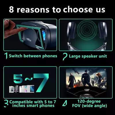 VR Helmet 3D Glasses Virtual Reality Support 0-800 Myopia For Smartphone Smart P • $61.92