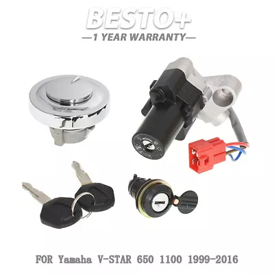 ✅ Ignition Switch Fuel Cap Seat Lock Keys For Yamaha V-STAR 650 1100 1999-2016 • $33.85