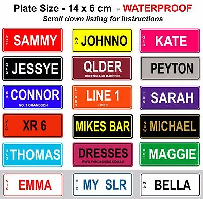 KIDS BIKE MINI NUMBER PLATE 14 X 6 Cm NOVELTY PERSONALISED SIGNS BIRTHDAY GIFT • $9.90