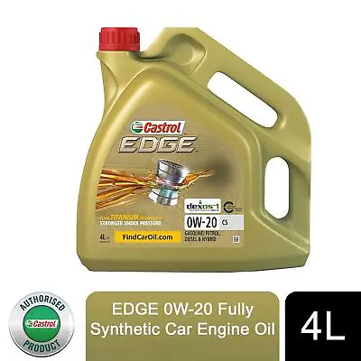 £45.89 • Buy Castrol Edge 0W-20 C5 Fully Synthetic Engine Oil With Hyspec Standard, 4 Litres