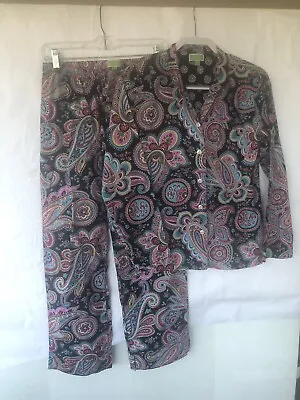 $25 • Buy Vera Bradley Pajama Set Lightweight Multicolor Long Sleeve Size Small