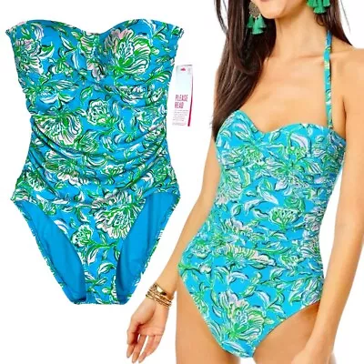 Lilly Pulitzer Flamenco One Piece Swimsuit Size 8 Cumulus Blue Chick Magnet $154 • $87.22