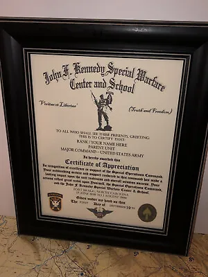 John F Kennedy Special Warfare ~ Certificate Of Appreciation (commemorative) • $11.96