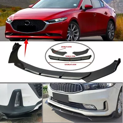 Add-on Universal Front Lip Splitter Spoiler Glossy Black Fit For Mazda 3 Sedan • $63.99