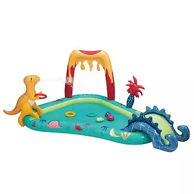 Dino Inflatable Play Center Kiddie Pool With Sprinkler Toys  Slide Age 2 & Up • $25.80